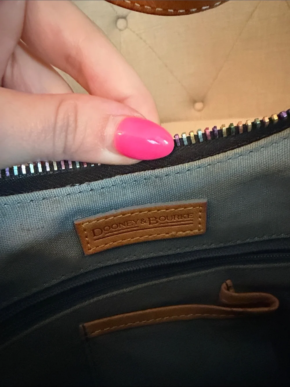 Dooney & Bourke Black Rainbow DB Logo Leather Hobo